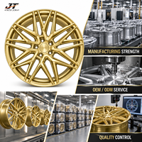 Jantes forgées multi-rayons dorées, finition polie profonde avec baril brossé concave, 18-22 pouces, 5x112, en alliage 6061-T6 pour BMW, Audi, Mercedes-Benz