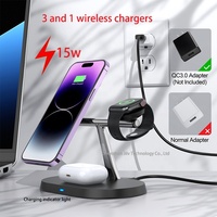 Chargeur Magnétique Sans Fil 15W 3-en-1 de Voyage à Charge Rapide pour iPhone 17 16 15 14 13 12 Max et Apple Watch 3
