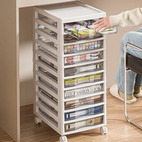 Meuble de rangement transparent sur roulettes à 10 niveaux avec étagère de bureau multi-niveaux pour usage professionnel