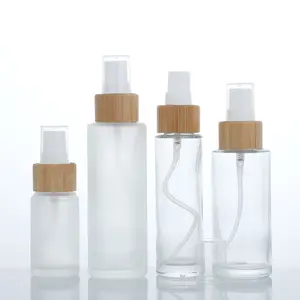 플라스틱 바디와 나무 캡이있는 에센셜 오일 용 10ML-50ML 원통형 유리병 전기도금 화장품 점 적기