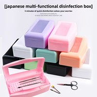 Bandeja esterilizadora de acrílico transparente reutilizable 2 en 1 para herramientas de uñas, caja de almacenamiento para desinfección, logotipo personalizado para pinzas y empujadores de uñas de salón