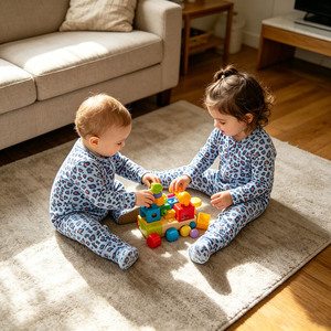 Combinaison pour filles FANCY MONKEY Fb-2, imprimée sur mesure, en coton/bambou 230g, avec fermeture éclair cachée, pyjama long avec pieds pliables pour bébés - Product Image 5