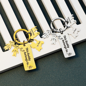 HY Fête <span class=keywords><strong>des</strong></span> Pères Personnalisé DIY Gravé Mâle et Femelle Poupée Pet <span class=keywords><strong>Porte</strong></span>-clés En Acier Inoxydable - Product Image 2