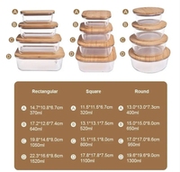 Boîte à repas en verre borosilicate de qualité alimentaire, hermétique, sans BPA, écologique, avec couvercle en bambou, compatible micro-ondes, empilable