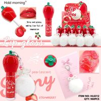 Nieuwe hanger Pluizige bal Kleurmake-up Fruit smaak Bedauwde lipglazuur Spiegelachtige volle lippen Hydraterende Langdurige look Jonger