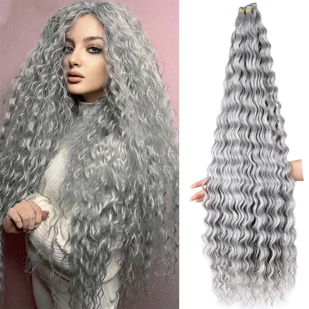 Long curly deep twist braiding hair 24inch water wave braids available fiber crochet hair extension wholesale