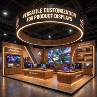 Stand d'exposition pour produits informatiques en bois personnalisé YTSF-I74 avec écran LED et comptoir, en acier et aluminium, facile à assembler, usage commercial