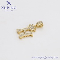 X000966897 XUPING JEWELRY Pendentif lettre H couronne couleur or 14K avec zircon synthétique blanc, breloques de collier initiales unisexe, vente en gros