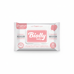 Lingettes démaquillantes Biolly Crème Lotion 20 Lingettes - Pour tous types de peaux Détox Quotidienne Nettoyage de Luxe - Product Image 2