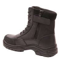 Bottes de sécurité tactiques durables en cuir noir unisexe avec embout en acier pour la construction et l'usine, style bottes hautes, Zapatos Para Hombre