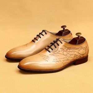 Italian-Carved Genuine Cowhide Leather British-Style <b>Pointed</b>-Toe Lace-Up Formal Oxford Shoes Breathable Cow Leather Lining - Product Image 5