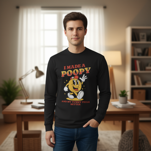 Ho fatto un cacca e il mio stomaco si sente meglio. T-shirt a maniche lunghe unisex con stampa digitale e girocollo. - Product Image 2