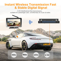 Caméra de plaque d'immatriculation solaire sans fil pour voiture USA avec WIFI, Carplay, Android Auto, moniteur et caméra de recul avec surveillance des angles morts