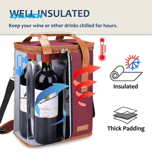 Reizen Camping Wandelen 6 Fles Wijn Geïsoleerd Lek Proof Wijnkoeler Draagtas Met Handvat En Schouderriem - Product Image 2