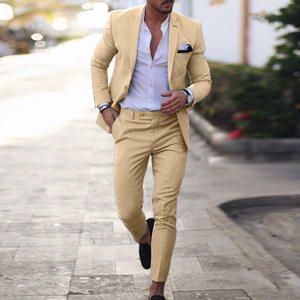 ชุดทักซิโด้กระดุมแถวเดียว<span class=keywords><strong>2</strong></span>ชิ้นของผู้ชายชุดสูทกางเกงเบลเซอร์กระดุมแถวเดียวสำหรับงานแต่งงานงานพรอมผ้า TR ระบายอากาศ - Product Image 5