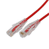 Kabel Patch RJ45 UTP Cat6 Slim dengan Panjang yang Dapat Disesuaikan 0.5m/1m/2m/5m, Jaket PVC LSZH, 28AWG, 8 Konduktor, Konduktor Tembaga Telanjang