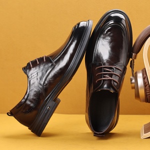 Chaussures en cuir pour hommes haut de gamme, basses, à lacets, en cuir véritable, à bout rond, décontractées et élégantes, tendance - Product Image 3