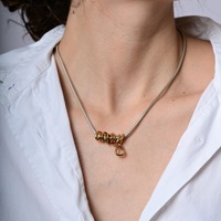   Collier pendentif en acier inoxydable avec chaîne serpent et zircon, motif goutte d'eau, idéal pour un cadeau de fête