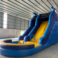 Toboggan gonflable pour enfants sur le thème de la mer avec piscine combinée