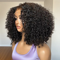 Perruques Courtes Bouclées SDD en Cheveux Humains 100% Fabriquées à la Machine pour Coupes Pixie, avec Dentelle Transparente, pour Femmes Noires - Vente en Gros