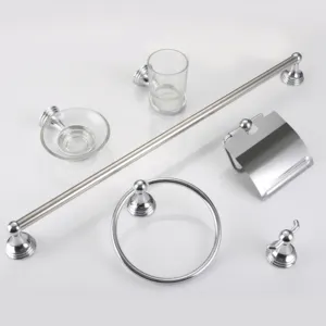 Hợp Kim Kẽm Chrome 6 Cái Phụ Kiện Phòng Tắm Set Robe Hook Phụ Kiện Phòng Tắm Thiết Bị Vệ Sinh Phòng Tắm Thiết Lập