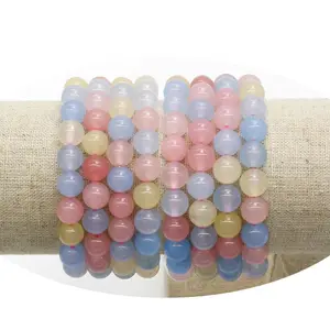 6mm 8mm 10mm dyed morganite jewlery natural crystal suppliers real jade natural stone bracelet