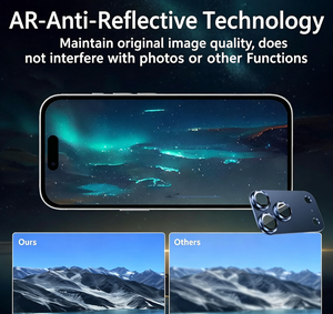 Protection d'objectif d'appareil photo pour iPhone 17 Pro Max, film protecteur intégré OEM Armor, verre trempé métallique AR, couvercle d'objectif de caméra arrière - Product Image 2
