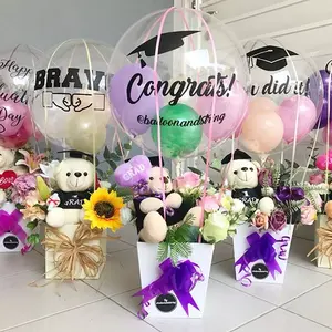 Cyber Celebrity Bobo Ballon Flower Basket bocca larga Bobo Balloon con fiori decorare regali per compleanno matrimonio Baby Shower