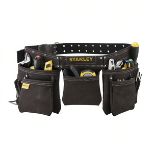 Étui à outils Stanley en cuir double, robuste, avec plusieurs poches pour la menuiserie et la construction - Product Image 2