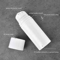 Nouvelle conception d'emballage, flacon cosmétique sans air en PP de 30 ml, 50 ml, 80 ml, 100 ml, 120 ml, 150 ml, flacon pompe sans air hermétique pour crème corporelle