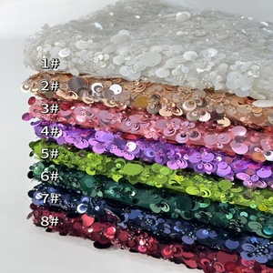 Bán buôn đầy màu sắc sang trọng hạt ren vải Tulle lưới spangles cưới đính cườm ren vải - Product Image 1
