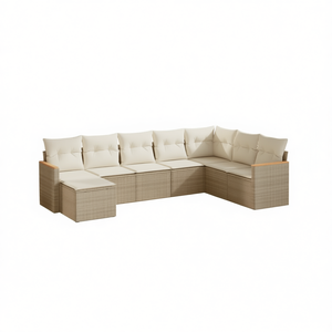 Set Divano da Giardino Beige con Struttura in Rattan PE, Cuscini in Schiuma ad Alta Densità, Impermeabile, Design Contemporaneo - Product Image 1