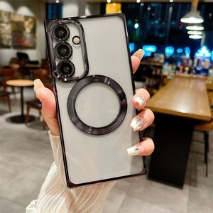 With Camera <b>Lens</b> <b>Protector</b> for Samsung S24 S23 S22 S21FE ULtra Plus Electroplated Phone case Transparent Magnetic Suction - Product Image 4
