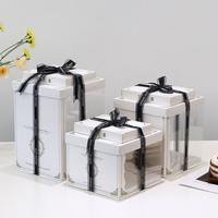 Customization 12 Inch Tall Clear Plastic Transparent Paper Cake Boxes Packaging with Lid
