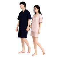 Ensemble de pyjama simple et décontracté pour couple, en coton modal Lenzing, à manches courtes et col à revers, pour homme et femme, idéal pour l'intérieur en été