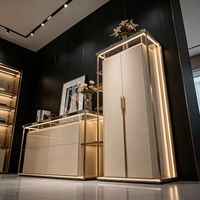 Vitrine à bijoux avec compartiments de rangement cachés, éclairage LED, bureau à bijoux écologique pour le rangement des accessoires de bijouterie