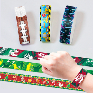 Wholesale Neon Color Reflective Custom Promotional Adjustable Paper L-Shape Wristbands Material Bracelets EN Vinyle