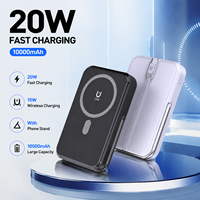 Cable Tipo-C de 10000 mAh con Soporte para Teléfono, Banco de Energía para Teléfono Móvil, Carga Inalámbrica, Diseño Ultrafino, Compatible con 20W