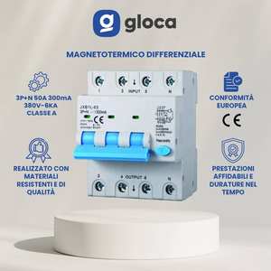 เบรกเกอร์ดิฟเฟอเรนเชียลโกลก้า 3P+N 300mA 380V 6kA คลาส A 50A - Product Image 2