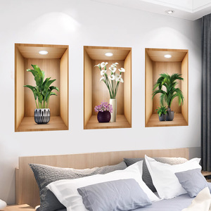 Decorazione della casa autoadesiva 3d vaso verde pianta vaso adesivo <span class=keywords><strong>da</strong></span> <span class=keywords><strong>parete</strong></span> <span class=keywords><strong>fiori</strong></span> carta <span class=keywords><strong>da</strong></span> parati - Product Image 5