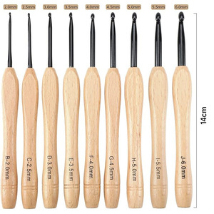 Juego de <span class=keywords><strong>Agujas</strong></span> de Ganchillo con Mango de Madera Natural, <span class=keywords><strong>Agujas</strong></span> de Tejer Ergonómicas con Cabezas de Aluminio Lisas <span class=keywords><strong>para</strong></span> Manualidades, <span class=keywords><strong>Amigurumi</strong></span>, Suéteres - Product Image 2