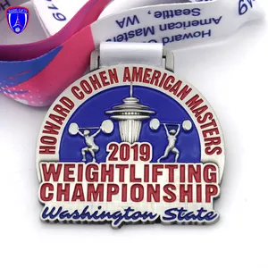 וושינגטון 3D מדליית משקולות אליפות מדליות עם צוואר שרוך