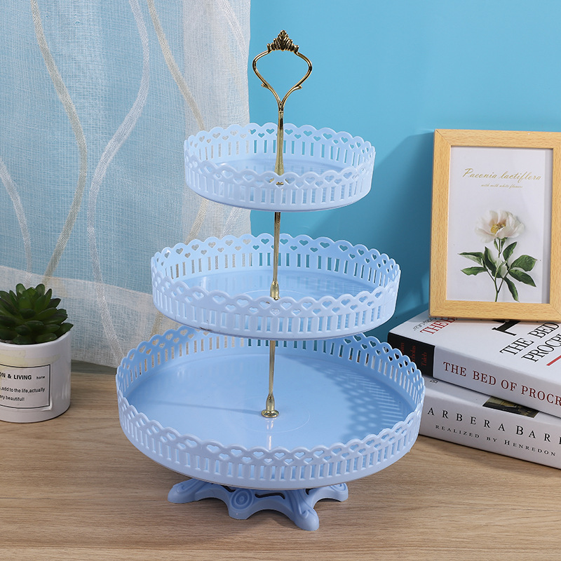 Espositore per torte a 3 livelli, torre di presentazione, piatto di frutta, vassoio di servizio alimentare per compleanni, matrimoni, feste