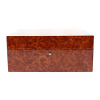 Boîte à cigares artisanale en bois grainé de burl, doublée de cèdre espagnol, avec hygromètre et humidificateur, étui de rangement de bureau