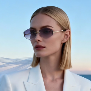 Nuevas Gafas de Sol Poligonales de Alta Gama para Mujer, Montura Metálica sin Marco, Lentes de PC con Protección UV400, Tipo 3, Lentes de Sol Modernas con Montura Negra - Product Image 5