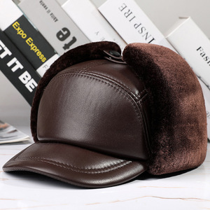 R012 Cừu Mũ Da Lông Cừu Bên Trong Lông Mũ Da Tự Nhiên Mũ Mùa Đông Beret Mũ Baker Cậu Bé Hat - Product Image 6