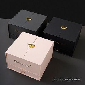 กล่องใส่แหวนสองชั้น PakPrintWishes Luxury ETERNAL LOVE พร้อมหัวใจสีทอง - Product Image 1