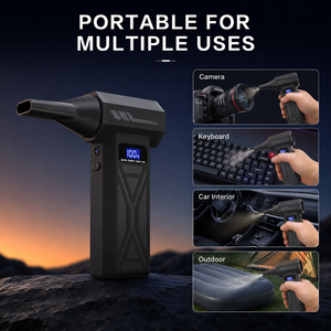 Soplador de Aire Turbo Portátil Inalámbrico de 4000mAh con 4 Velocidades, Pantalla LED y 5 Boquillas, Ventilador Turbo para Limpieza de Teclados y Autos - Product Image 6