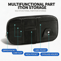 Sac de rangement multifonctionnel pare-soleil, sac en filet, fermeture éclair, grand porte-cartes, câble de données pour permis de conduire, grande carte, clip à lunettes