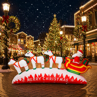 Décoration de Noël gonflable 3M, renne et licorne tirant un traîneau, avec éclairage LED, pour extérieur, jardin, fête